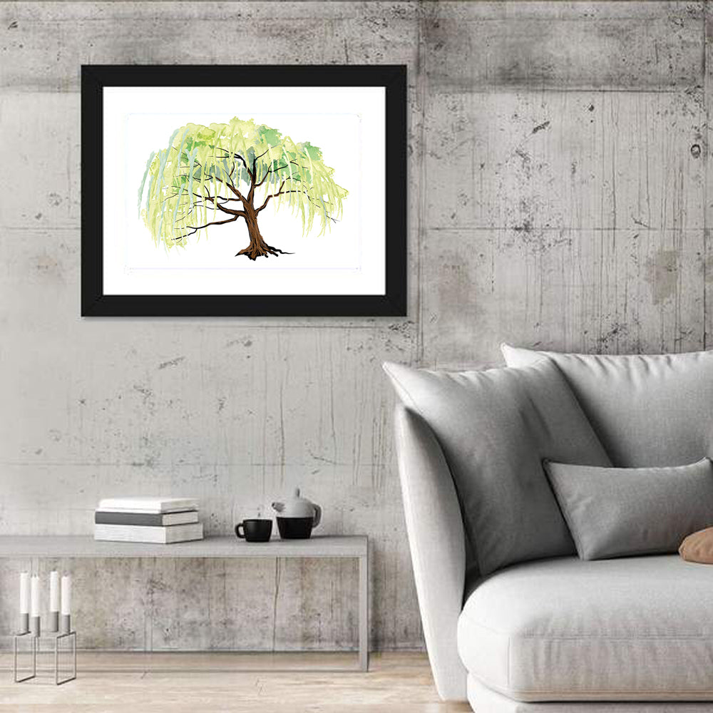 Weeping Willow Watercolor Sketch Wall Art