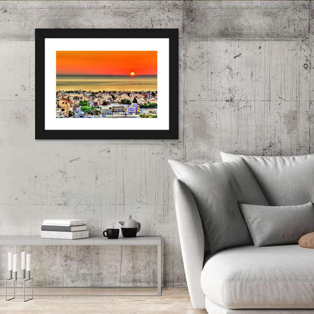 Paphos Sunset Wall Art in a room, landscape