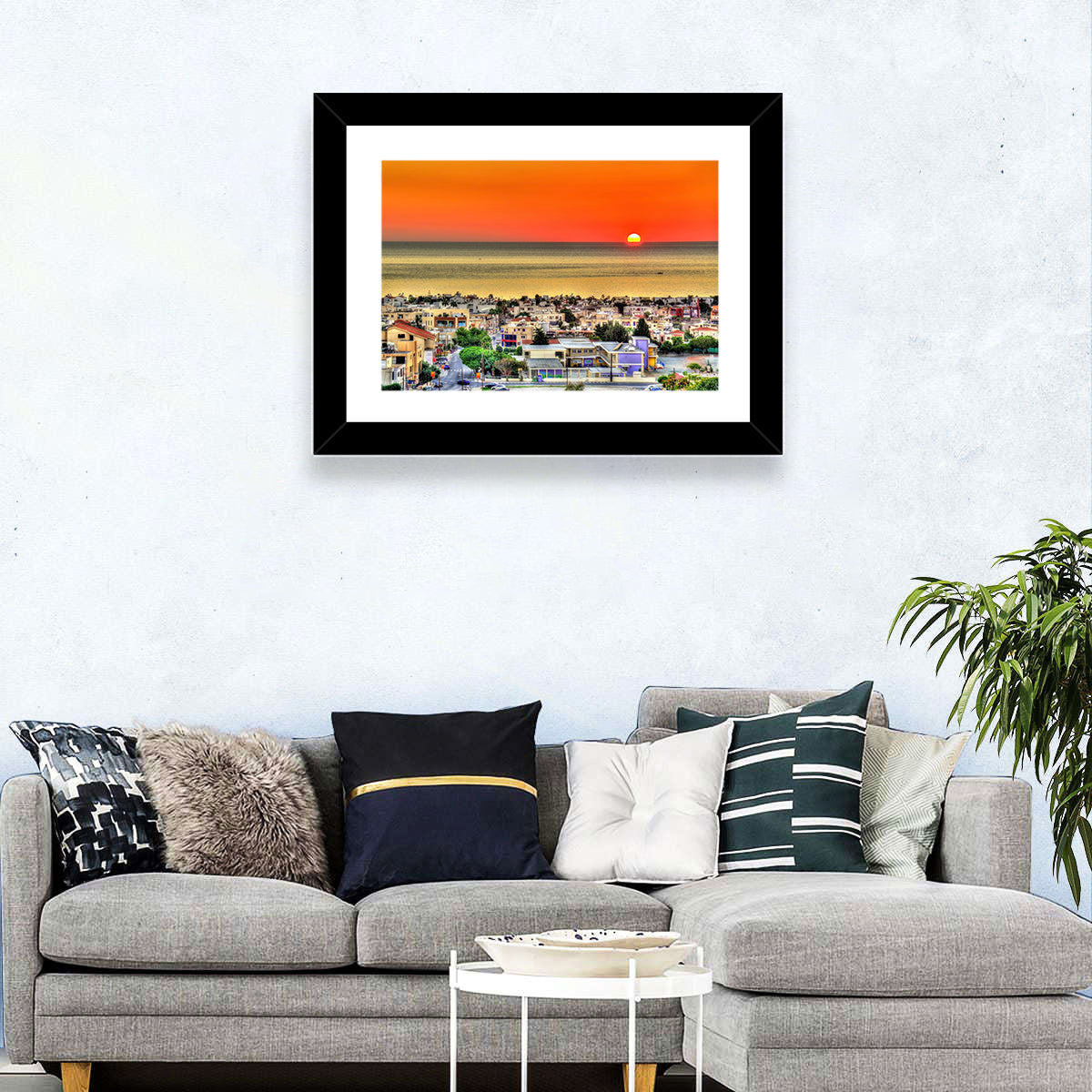 Paphos Sunset Wall Art in a room, landscape