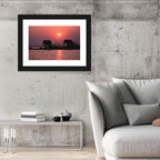 Elephants at Sunset Silhouette Wall Art