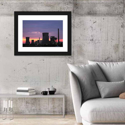 Coal Power Plant Sunset Silhouette Wall Art