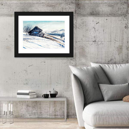 Snowy Mountain Cabin Wall Art