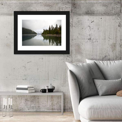 Foggy Lake Crescent Reflection Wall Art