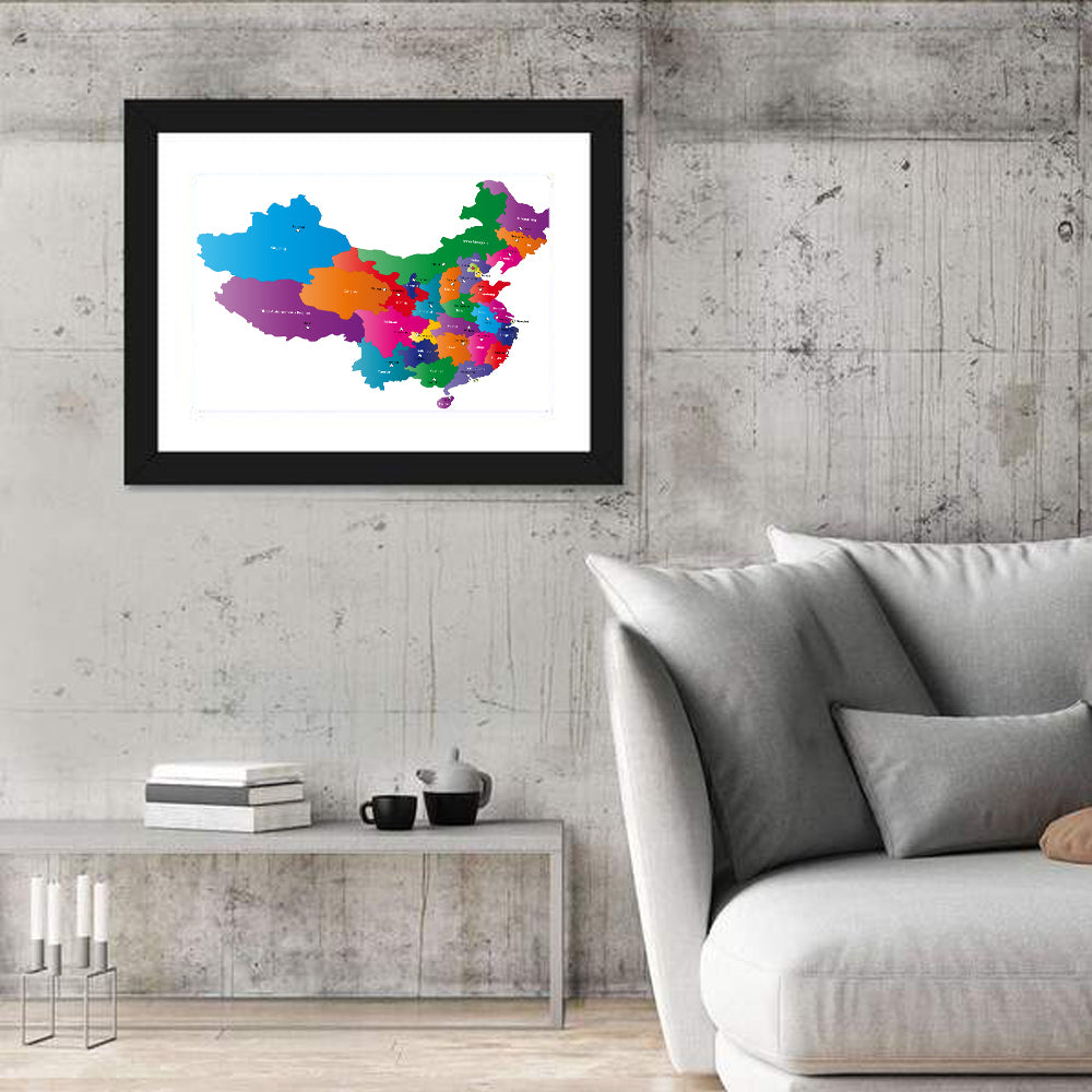 Colorful China Provinces Map Wall Art