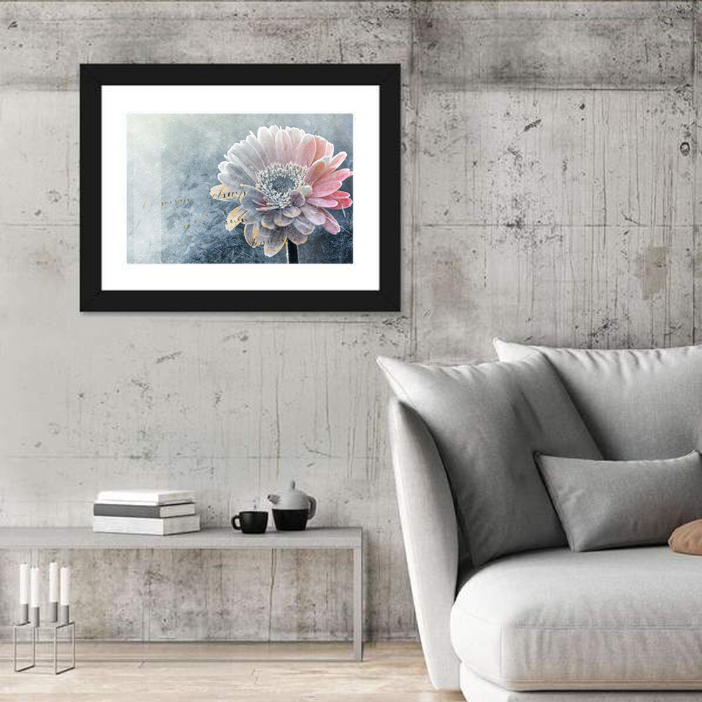 Winter Gerbera with Golden Script Wall Art