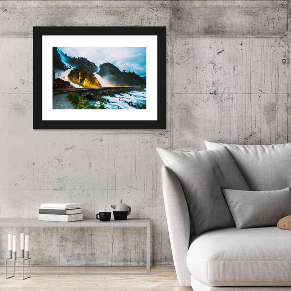Låtefossen Waterfall at Twilight Wall Art