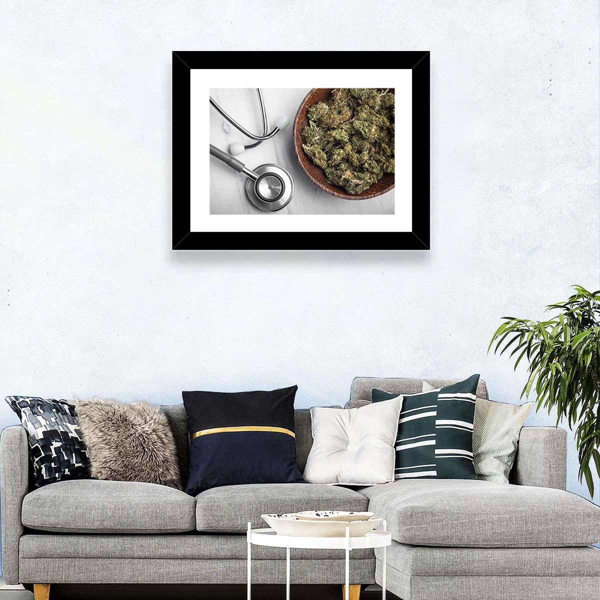 Stethoscope and Medical Cannabis Still Life Wall Art