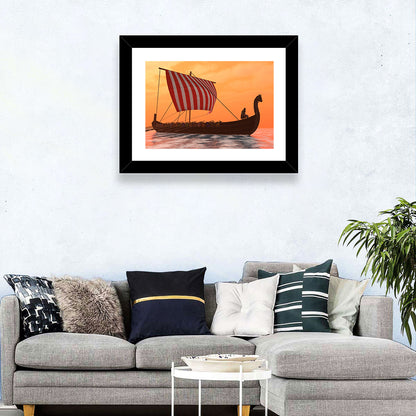 Viking Longship at Dusk Wall Art