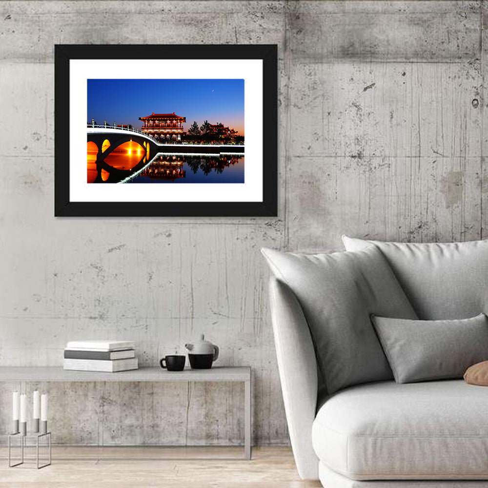 Tang Paradise Nightscape Wall Art in a room, landscape
