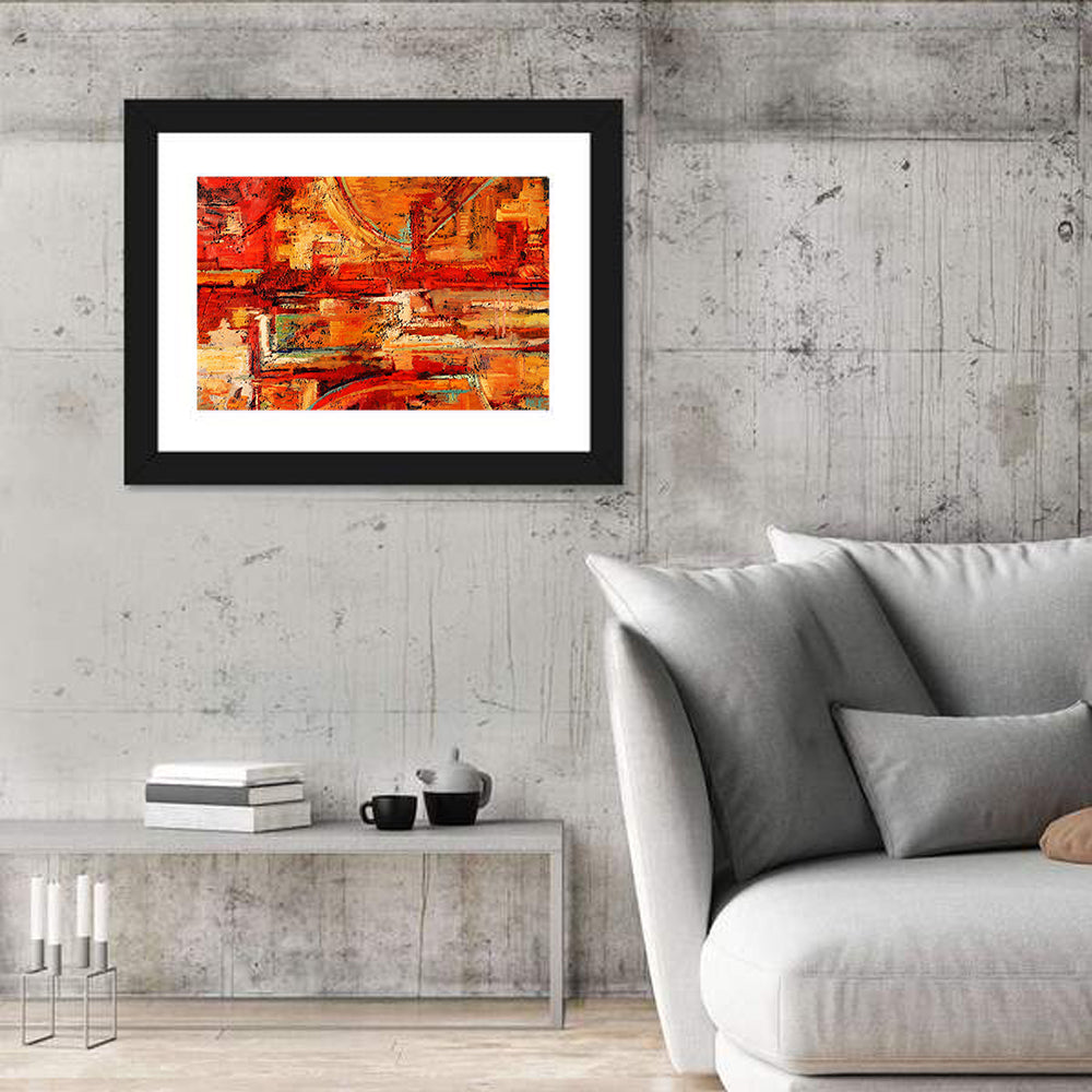 Vibrant Impasto Color Blocks Wall Art in a room, landscape