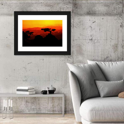 Gnarled Tree at African Sunset Wall Art