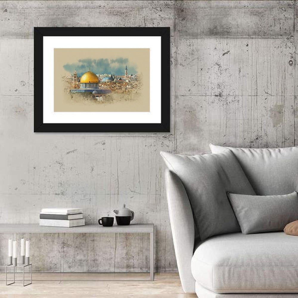 Dome of the Rock Watercolor Study Wall Art