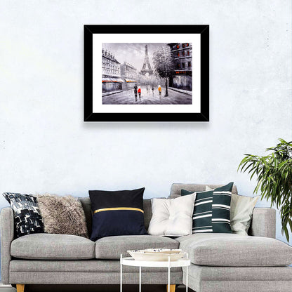Paris Street with Eiffel Tower Wall Art