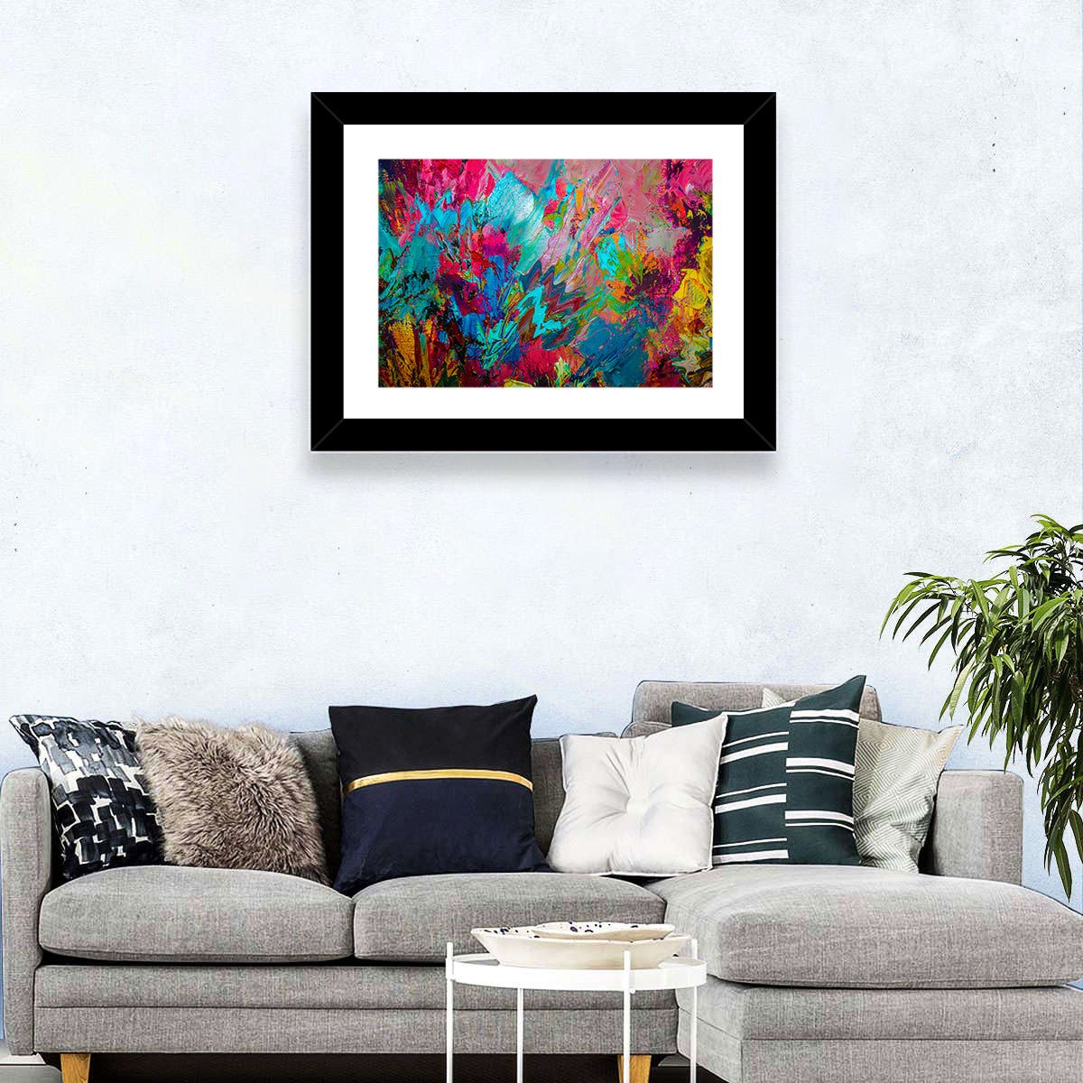 Vibrant Impasto Color Burst Abstract Wall Art