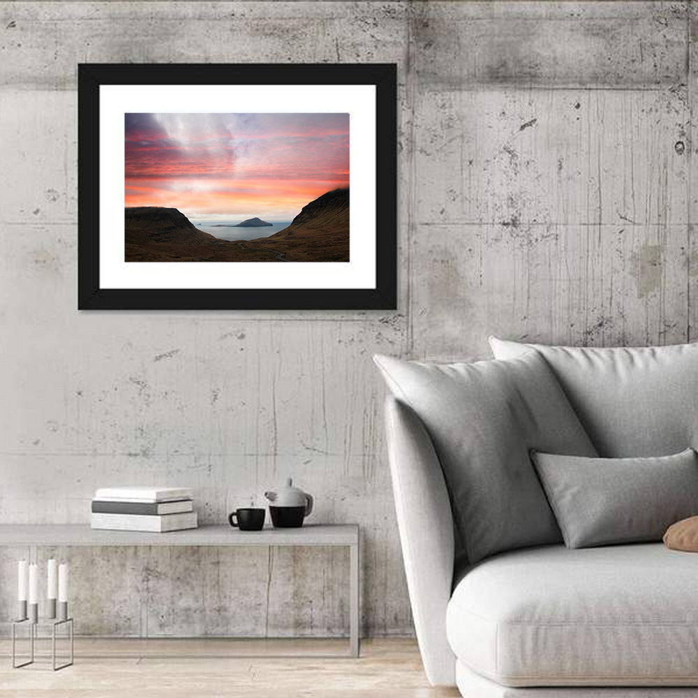 Klakkur Dusk Over Kalsoy Wall Art in a room, landscape
