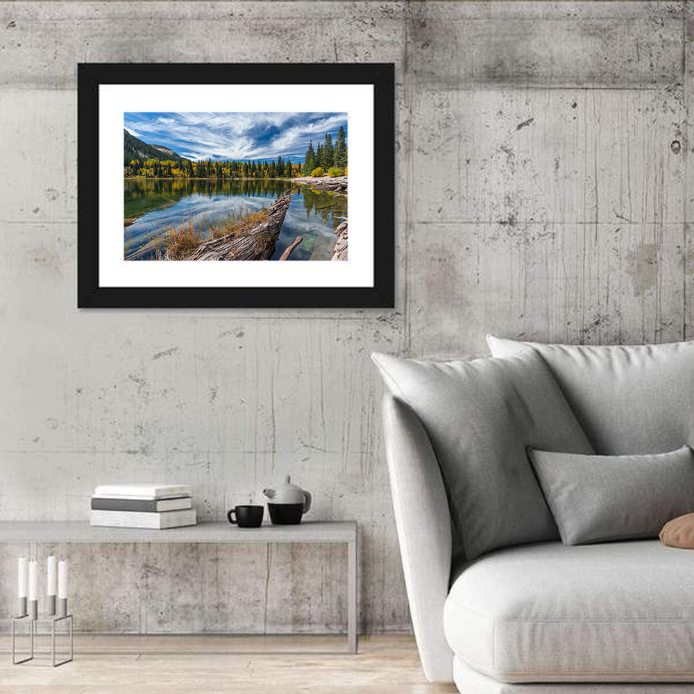 Autumn Lake Colorado Wall Art in a room, landscape