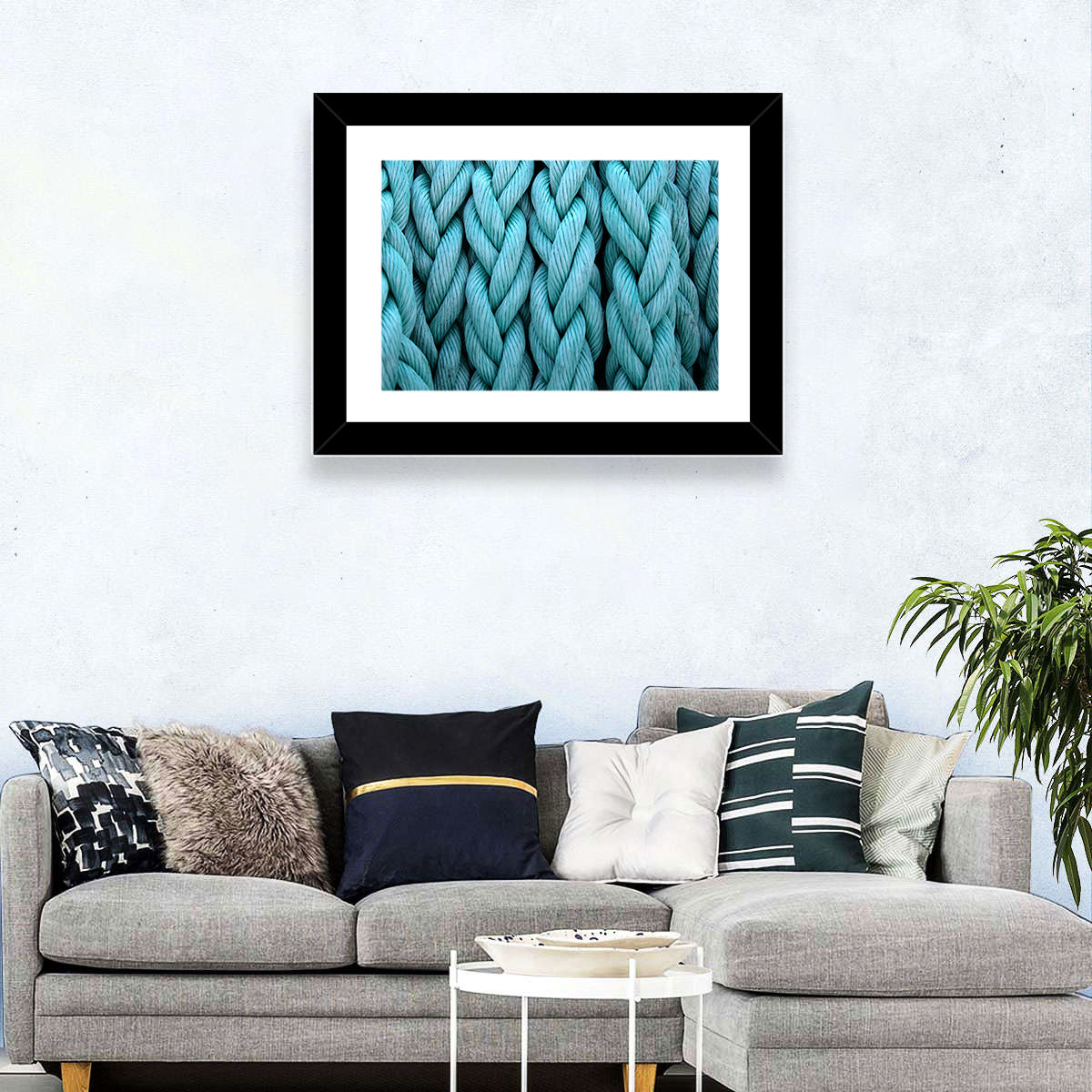 Turquoise Nautical Rope Close-up Wall Art