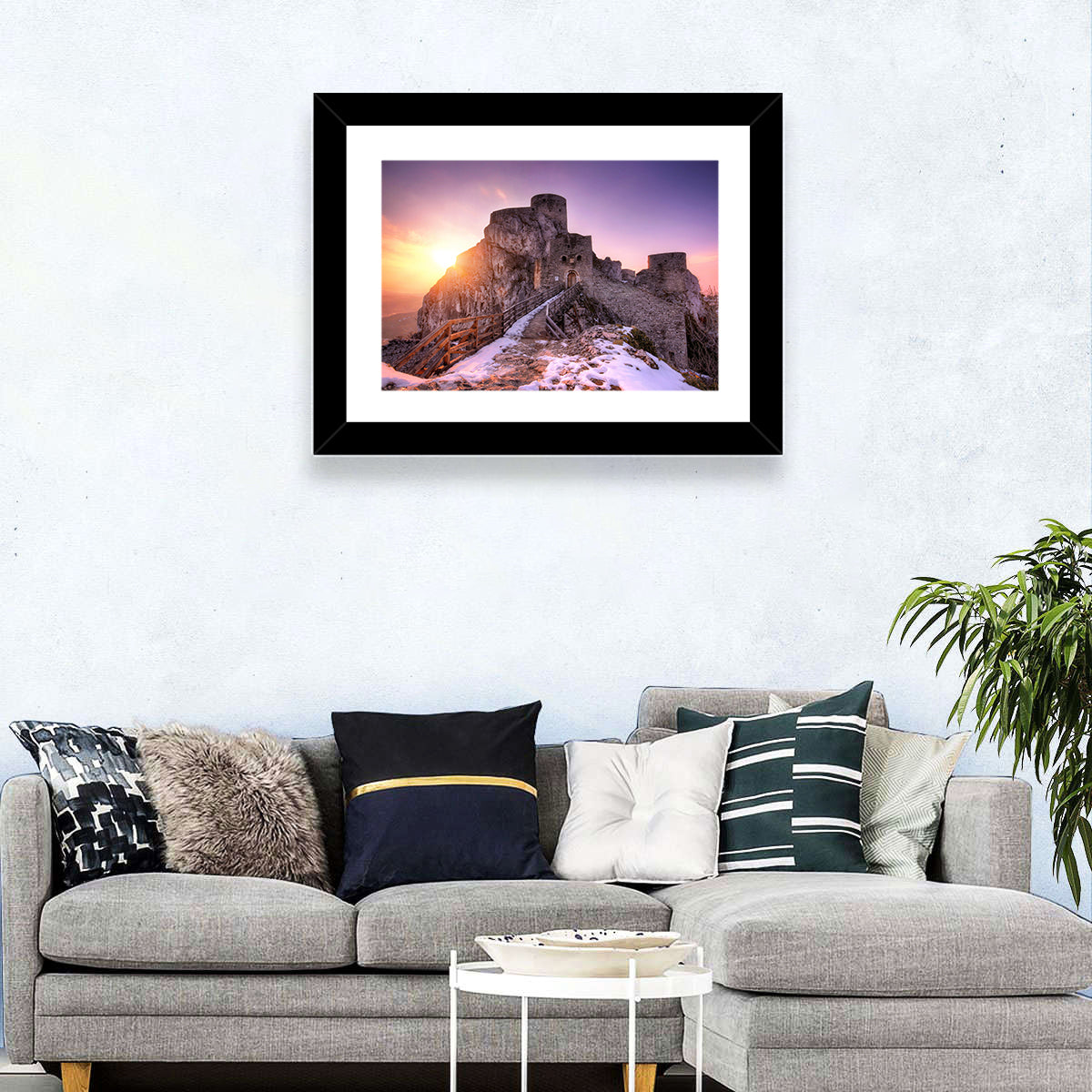 Ogrodzieniec Castle Ruins Wall Art in a room, landscape