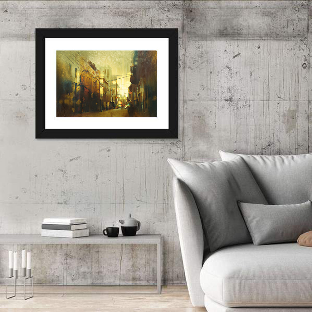 Golden Hour Urban Street Wall Art in a room, landscape