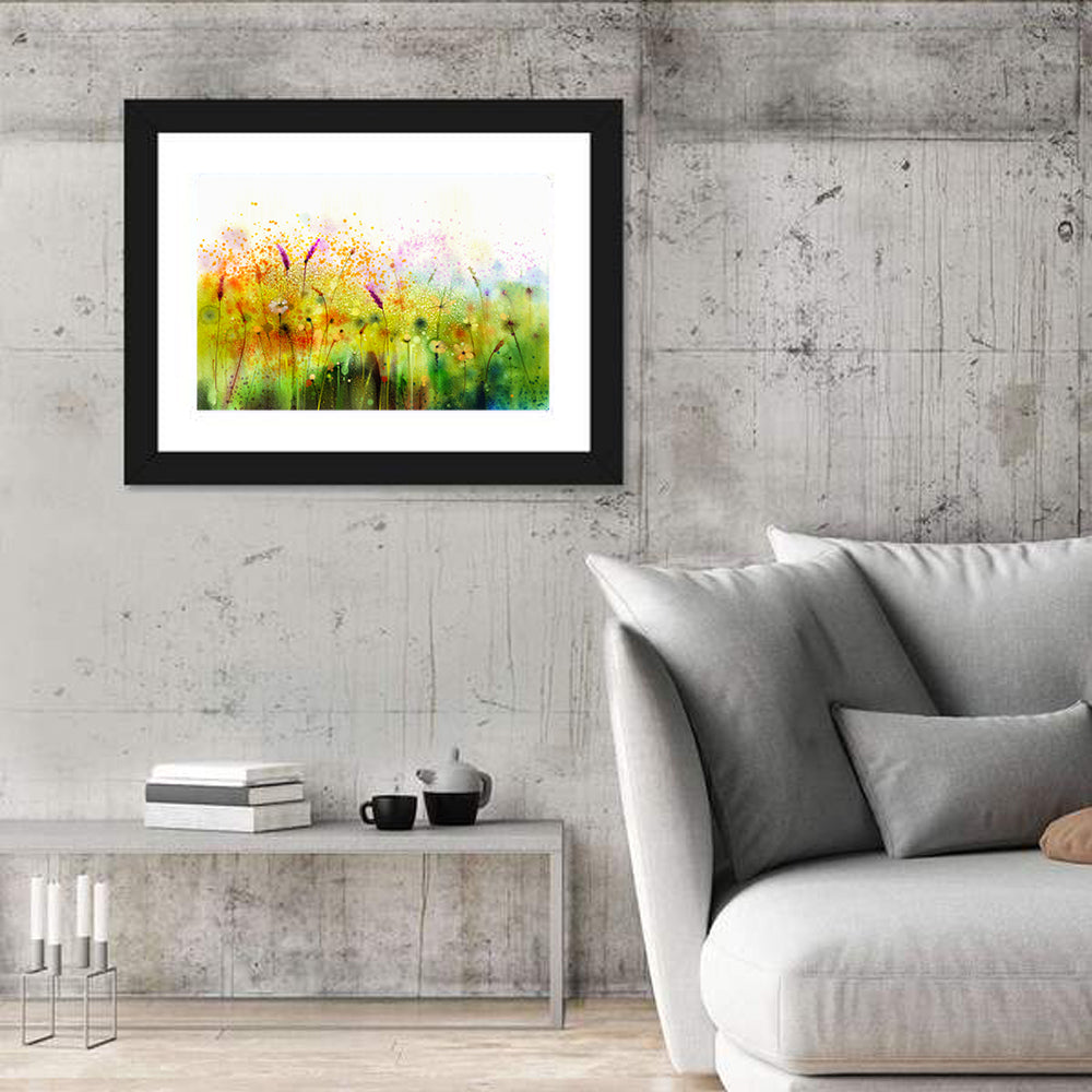 Cosmos Wildflowers Watercolor Wall Art