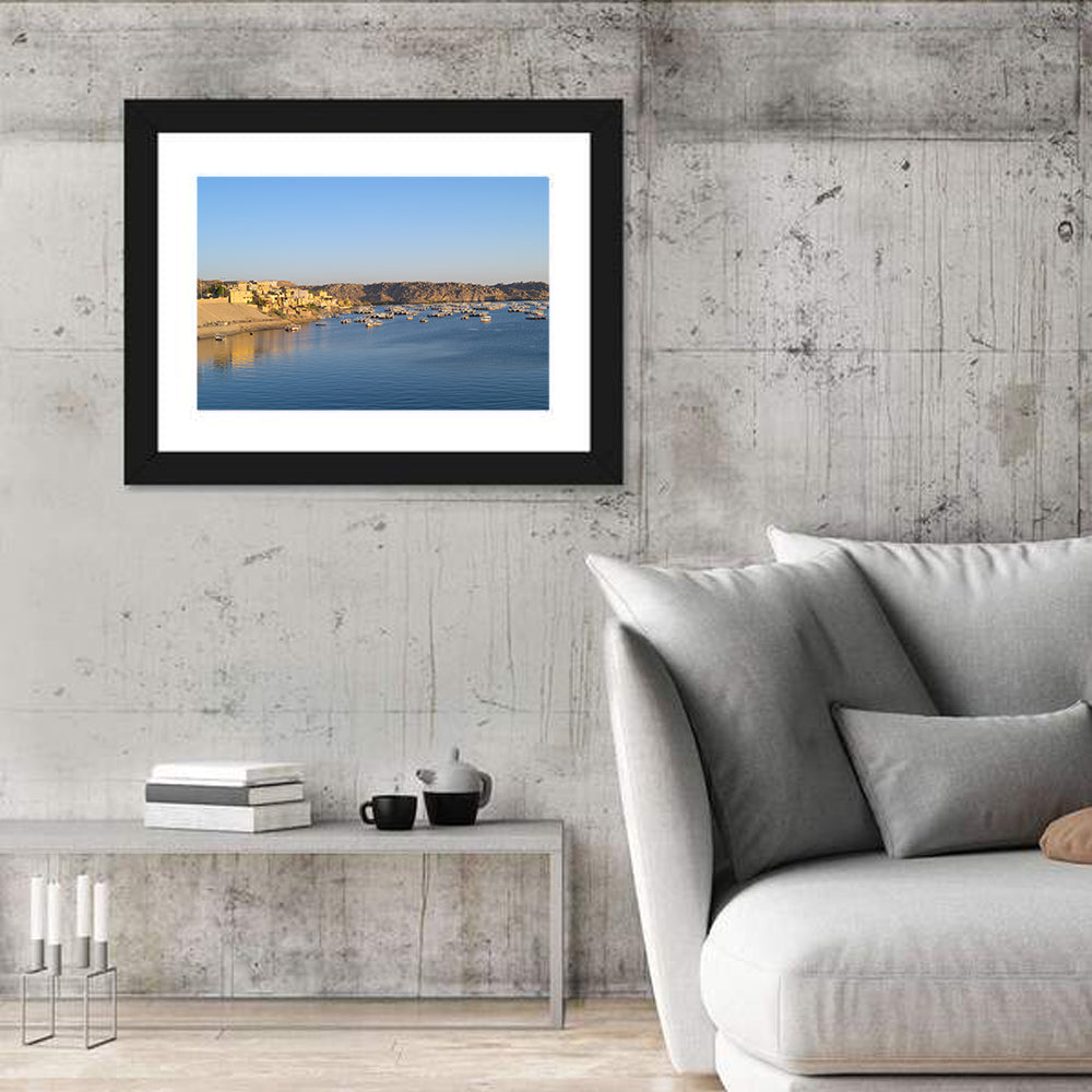 Lake Nasser Harbor View Wall Art in a room, landscape