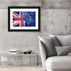 Divided Union Jack and Eu Flag Wall Art