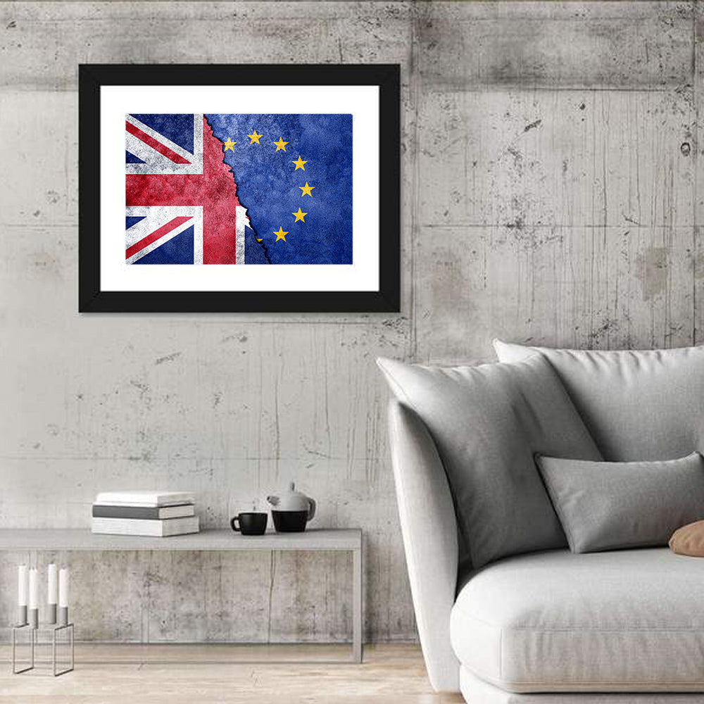 Divided Union Jack and Eu Flag Wall Art