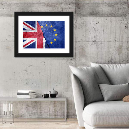 Divided Union Jack and Eu Flag Wall Art