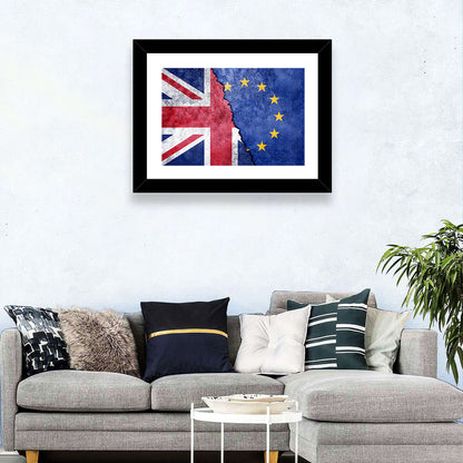 Divided Union Jack and Eu Flag Wall Art