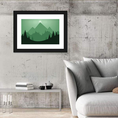 Geometric Mountain Sunset Illustration Wall Art