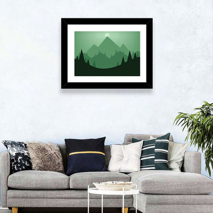 Geometric Mountain Sunset Illustration Wall Art