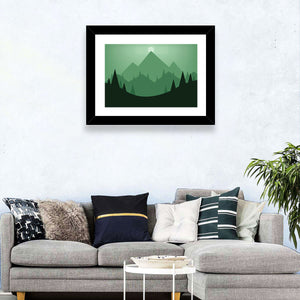 Mountains Sunset Illustration Wall Art