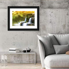 Sunlit Forest Waterfall Wall Art