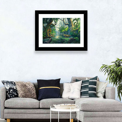 Sunlit Jungle River Wall Art