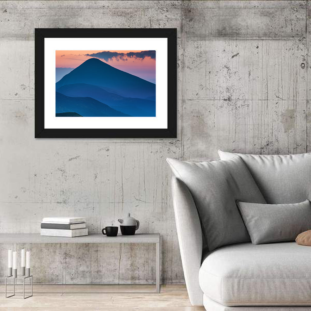 Twilight Mountain Range Wall Art in a room, landscape