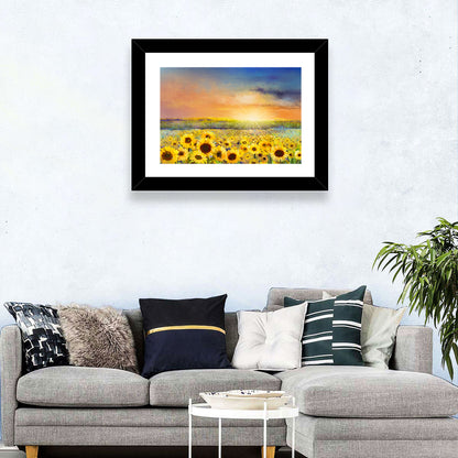 Sunburst Over Sunflower Field Wall Art