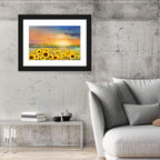 Sunburst Over Sunflower Field Wall Art