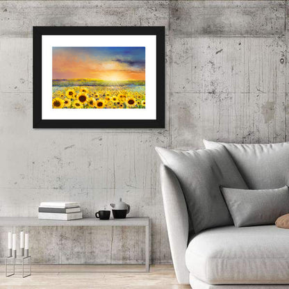 Sunburst Over Sunflower Field Wall Art