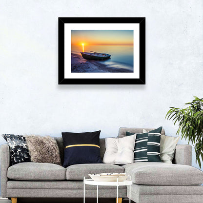 Rowboat Sunrise Seascape Wall Art