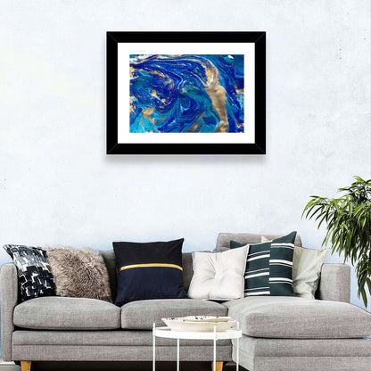 Golden Blue Abstract Wall Art