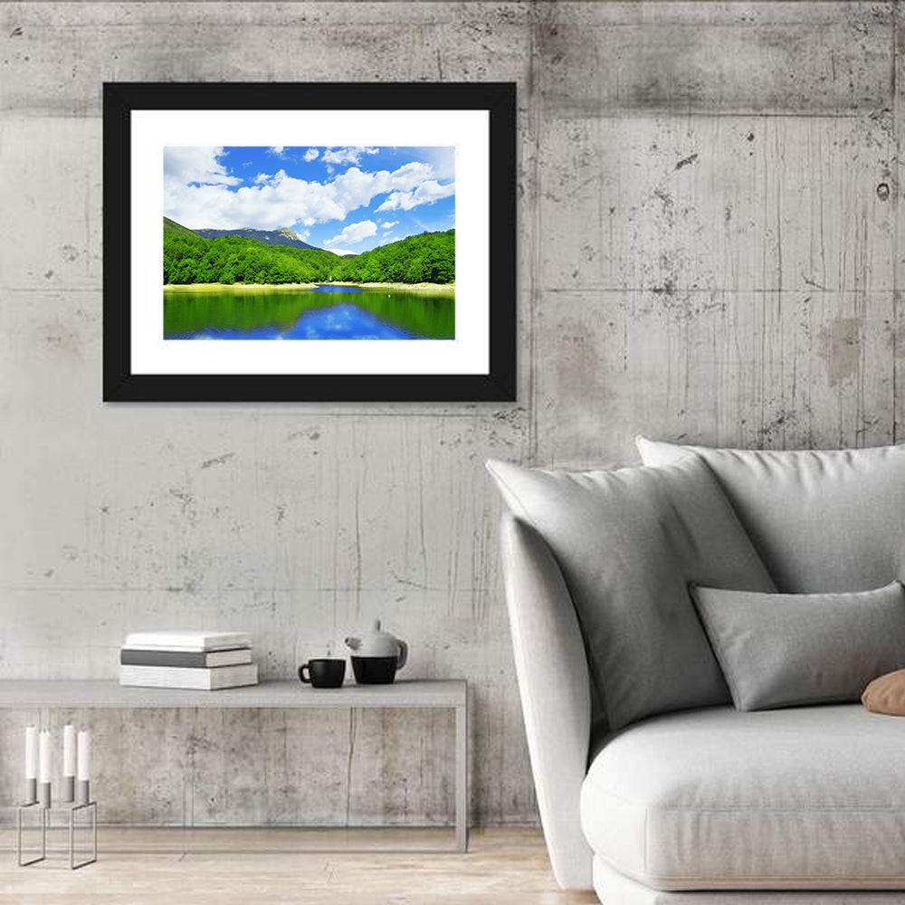 Montseny Mountains from Santa Fe Lake Wall Art in a room, landscape