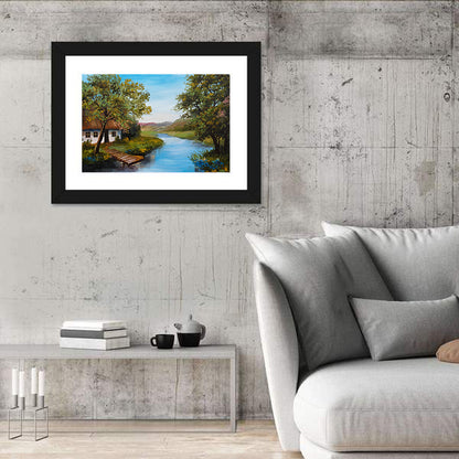 Thatched Cottage by the River Wall Art
