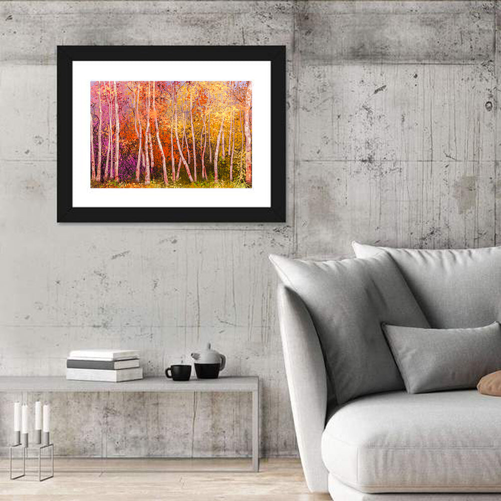 Vibrant Autumn Birch Grove Wall Art