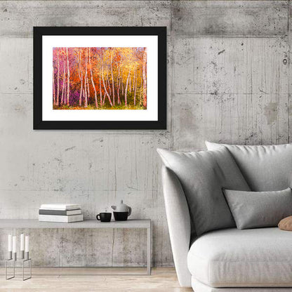 Vibrant Autumn Birch Grove Wall Art