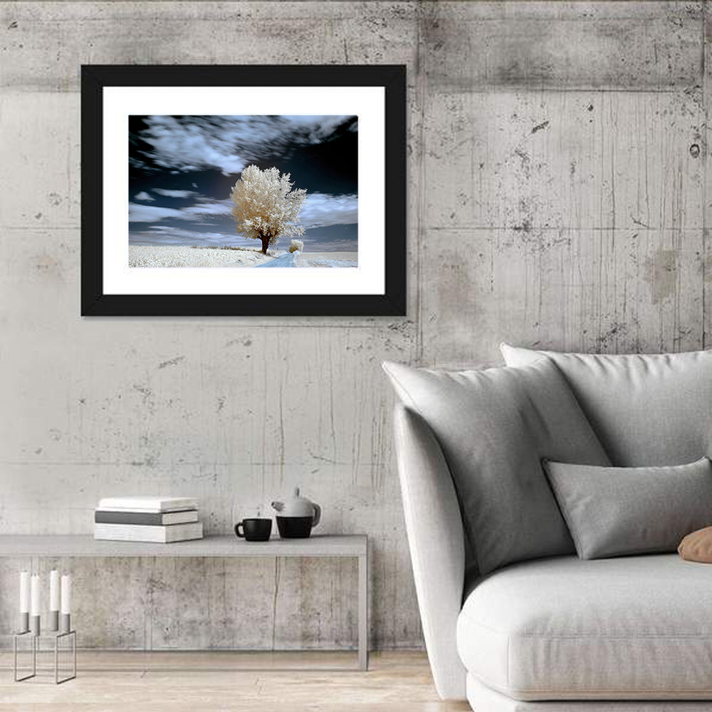 Infrared Winter Willow Tree Wall Art