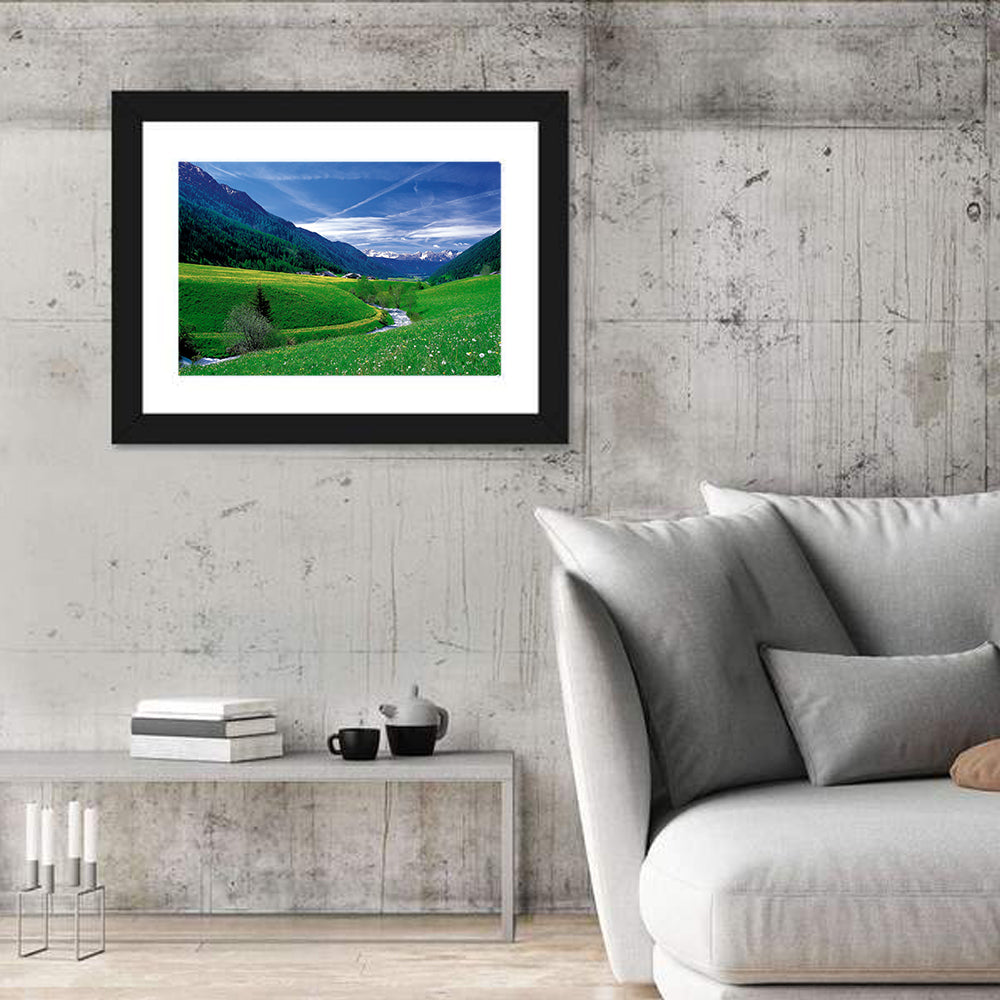 Snow-capped Peaks and Floral Meadow Wall Art