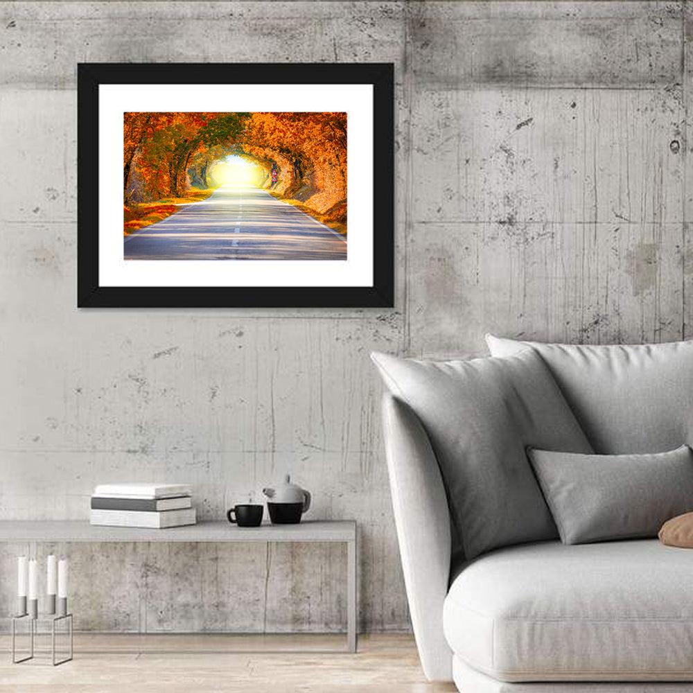 Golden Autumn Tree Tunnel Wall Art