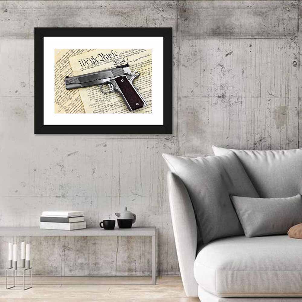 Handgun on US Constitution Wall Art