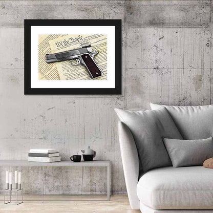 Handgun on US Constitution Wall Art