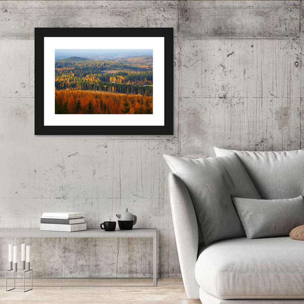 Finnish Autumn Landscape with Red-roofed House Wall Art